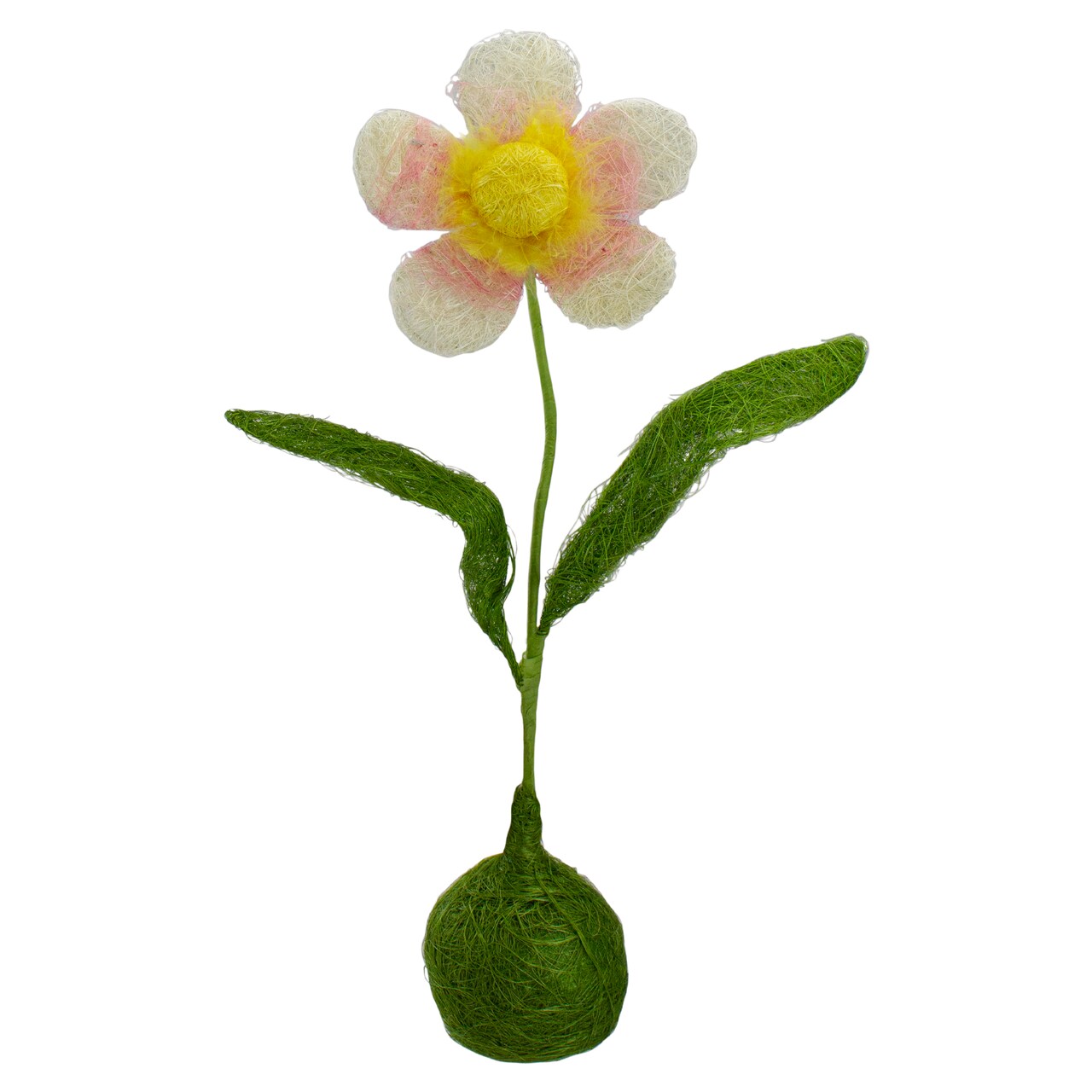 Northlight Spring Artificial Sisal Daisy Flower Decoration - 19" - White Pink and Yellow